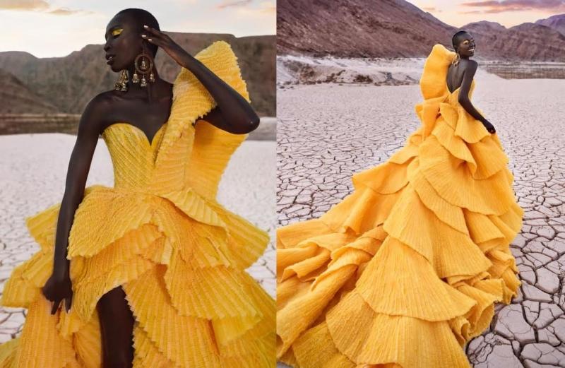 Nova Stevens wearing a gown by Michael Cinco