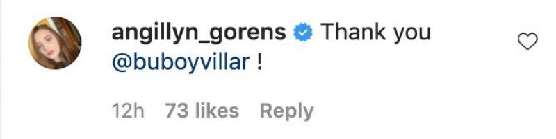 Angillyn Gorens thanked Buboy Villar for his birthday greeting