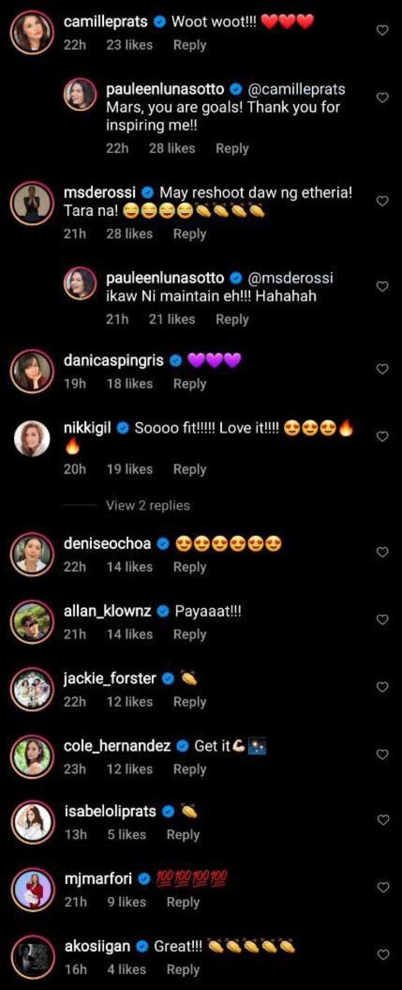 Celebrities react to Pauleen Luna IG photo
