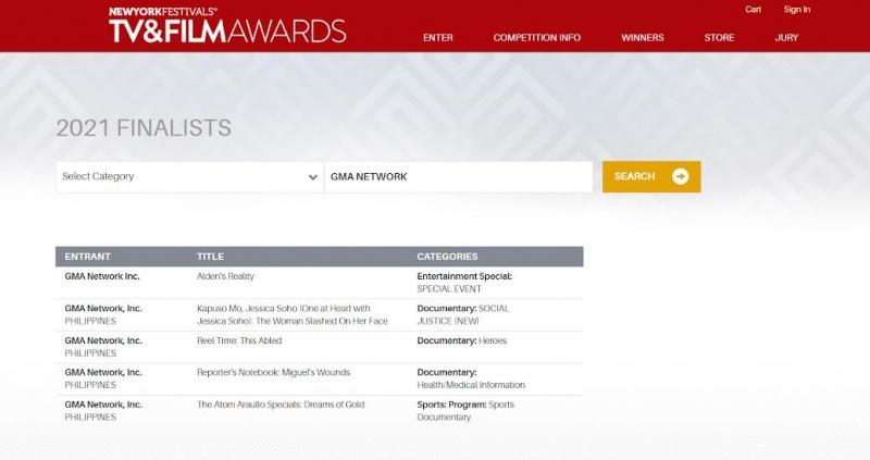 GMA finalists in New York Festivals TV and Film Awards