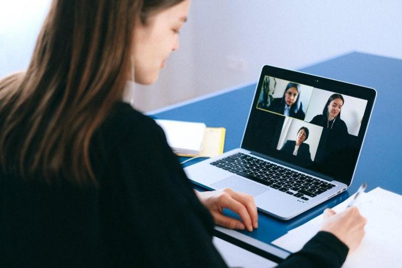 woman in video meeting
