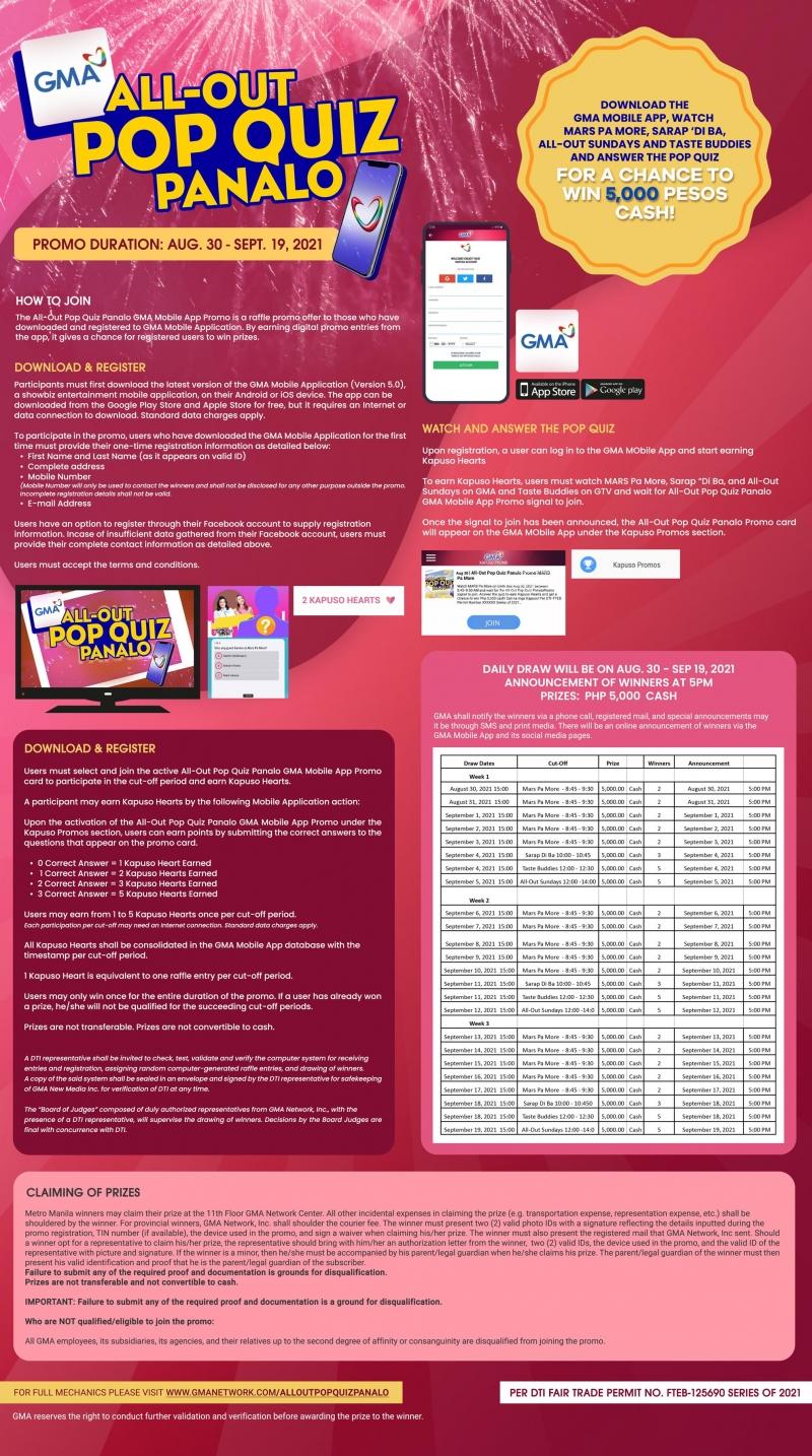 All Out Pop Quiz Panalo mechanics