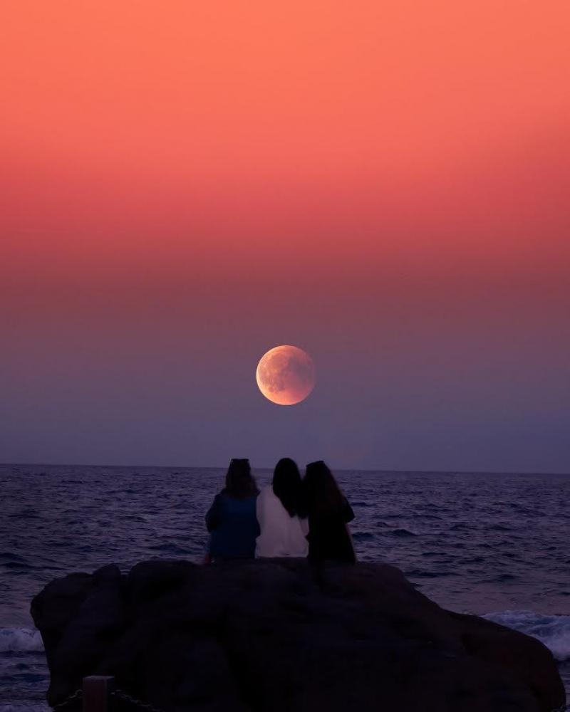 people looking at the moon