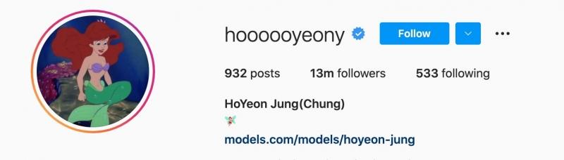 Jung Ho yeon follower count