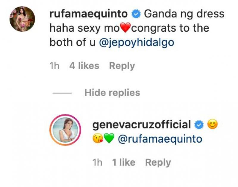 Rufa Maes comment on Genevas Instagram post