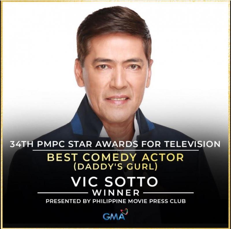 Vic Sotto wins Best Comedy Actor award in the Star Awards for Television