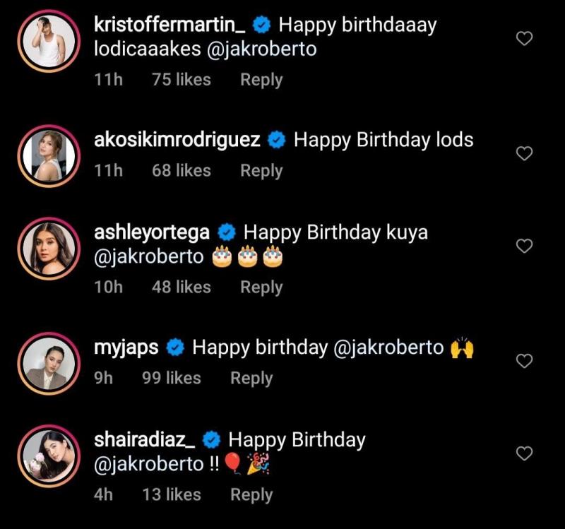 Kapuso celebrities birthday greetings for Jak Roberto
