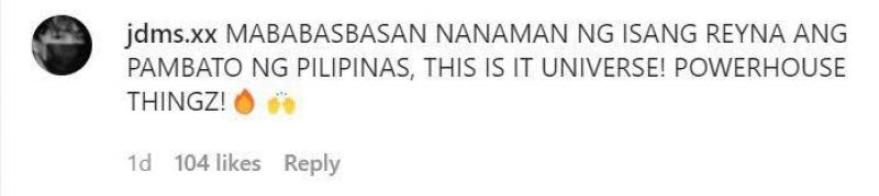 Comment on the Miss Universe Philippines Instagram account