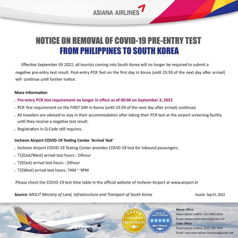 South Korea no longer requires pre entry COVID 19 test from