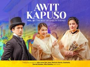 cover art of Awit Kapuso vol. 14; images of Dennis Trillo, Barbie Forteza and Julie Anne San Jose