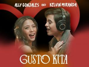 Gusto Kita cover art, Ally Gonzales and Kelvin Miranda with headphones singing