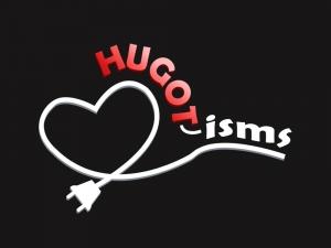 HUGOT-isms cover art; heart outline on black background with the word HUGOT-isms