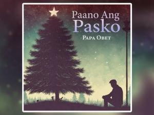 Paano ang Pasko cover art, silhouette of a guy sitting down in front of a Christmas tree